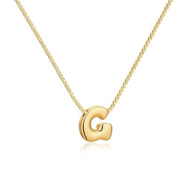 Imagem de GoldGifts Colar feminino com letras douradas e prateadas, pingente moderno com inicial de bolha delicada com corrente requintada, joias modernas hipoalergênicas à prova d'água, nome personalizado para