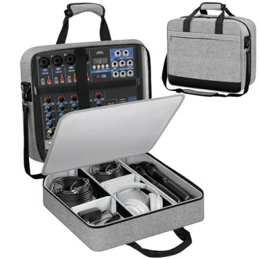 Imagem de Estojo de viagem para mixer de áudio compatível com RODECaster Pro, RODECaster Pro II, TC-Helicon GoXLR, enchimento de 10 mm, armazenamento de cabos ajustável, bolsa grande para mixagem de DJ para