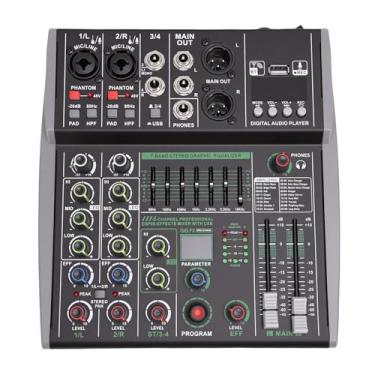 Imagem de Diydeg Mixer de Som de 4 Canais, Console de Mixagem de áudio Profissional Com Processador de Sinal Digital de 99 Bits e Equalizador de 7 Bandas para Gravação Ao de Performance de DJ de (plugue