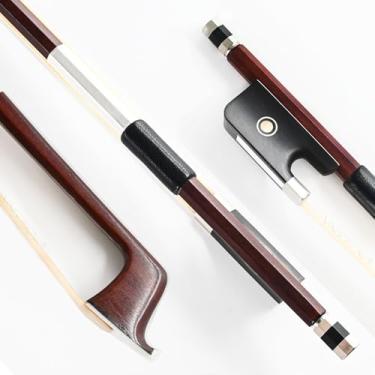 Imagem de VINGOBOW Arco de viola Brazilwood para violas de 35.6 cm-43.2 cm tamanho completo 74,5 cm sapo ébano natural mongol branco crina de cavalo bem equilibrada tom doce