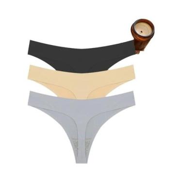 Imagem de Conjunto De Lingerie Sexy Feminina T-back G-String Respirável Sem Cost