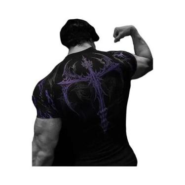 Imagem de Camiseta Masculina Gótica Escura Com Estampa, Alta Elasticidade, Secag