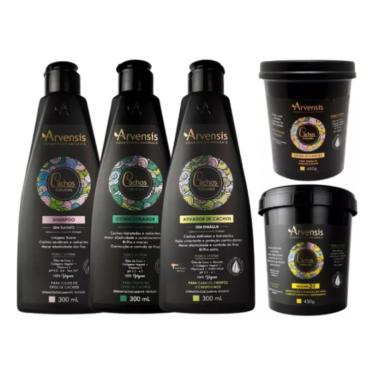 Imagem de Kit Arvensis Cachos Crespos Shampoo Condicionador Ativador Mascara 2x1 Geleia