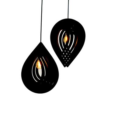 Imagem de Luminária Pendente Madeira Modelo Puzzle Duo Preta Bivolt