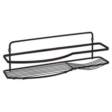 Imagem de Porta Shampoo Sabonete Laminado Prateleira de Parede Suporte Preto Organização Banheiro