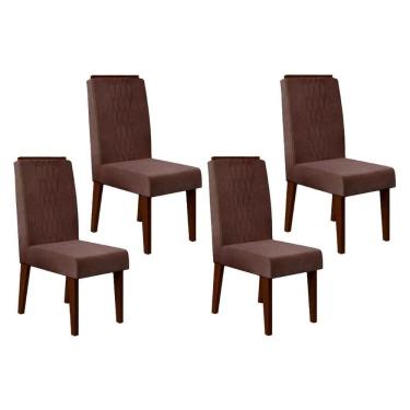 Imagem de Kit 4 Cadeiras Sala Jantar Lia 4 Un Freijó Suede Moca