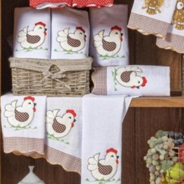 Imagem de Jogo Semaninha de Panos de Prato Bordados 07 Peças 100% Algodão - Gali