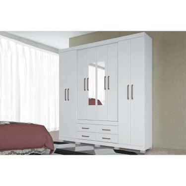 Imagem de Guarda Roupa Casal 8 Portas E 4 Gavetas C/ Espelho E Pés Nápoles Branco - Santos Andirá
