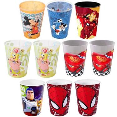 Imagem de Kit 10 Copo Mickey Batman Buzz Carros e Homem Aranha Base Ovos De Pásc