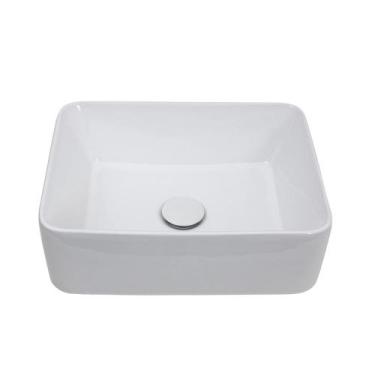 Imagem de Cuba de Apoio para Banheiro Retangular Louça Cerâmica Galena - Branco 
