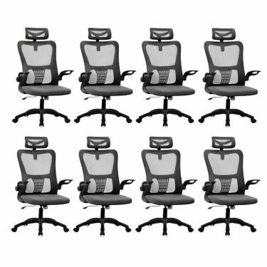 Imagem de Kit com 8 Cadeiras de Escritório com Encosto Presidente Office Baltimore Preto