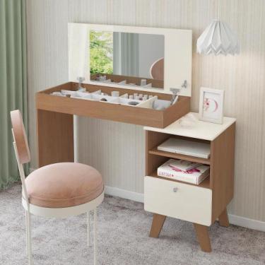 Imagem de Escrivaninha Penteadeira Dora 1 Gaveta Artely, Cinamomo/Off White