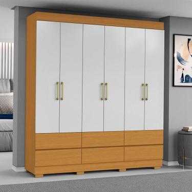 Imagem de Guarda Roupa Roupeiro Marrocos 6 Portas 6 Gavetas Cinamomo Off White Aramóveis