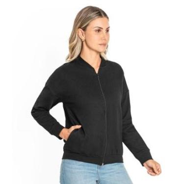 Imagem de Jaqueta Feminina Básica de Moletom Rovitex Preto-Feminino