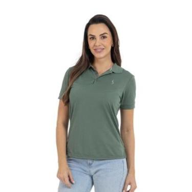 Imagem de Camisa Gola Polo Feminina Leve Botões Dia a Dia Piquet-Feminino