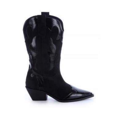 Imagem de Bota Feminina Country Michelle Camurça Preto-Feminino