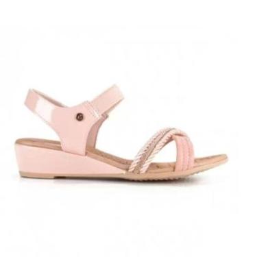 Imagem de Sandália Campesí Salto Anabela Baixo Feminina Calce Fácil Rosé-Feminino