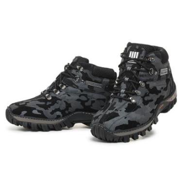 Imagem de Bota Coturno Masculino Adventure Americano em Couro Camuflado Polo Urban-Masculino