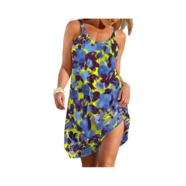 Imagem de Vestido Sem Mangas Estilo Étnico Feminino Casual De Verão Moda Elegant