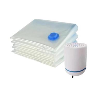 Imagem de Sacos a Vácuo Reutilizáveis Em 7 Tamanhos Com Bomba Elétrica Para Orga