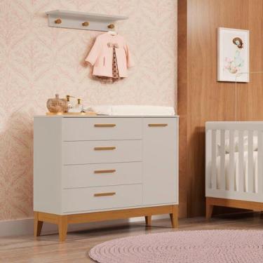Imagem de Cômoda Sapateira para Quarto de Bebê Flip Areia Fosco - Móveis Reller