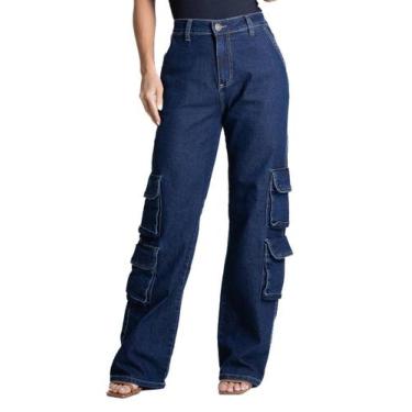 Imagem de Calça Jeans Sawary Wide Leg - 281708 - Azul 42, Azul, 42