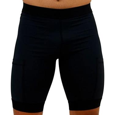 Imagem de Bermuda para Corrida de Compressão - Hupi Run Feminina Longa, Cor: Preto, Tamanho: Xg