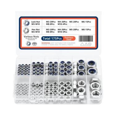 Imagem de Kit De Porcas Sextavadas Com Inserto De Nylon Em Aço Inoxidável 304, 1