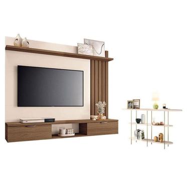 Imagem de Painel Suspenso Lets Castanho Off White Com Aparador Infinity Off White - Hb Móveis