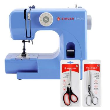 Imagem de Kit Mini Máquina de Costura M1005 + Tesoura 7" Tecido e Tesoura Multiuso Preta Bivolt