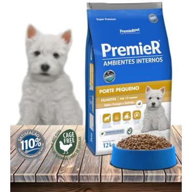 Imagem de Ração PremieRPet Ambientes Internos Frango e Salmão para Cães Filhotes