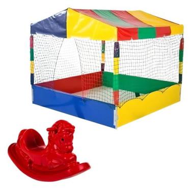 Imagem de PISCINA DE BOLINHAS QUADRADA 1,50m GANGORRA 1 LUGAR INFANTIL - Rotopla