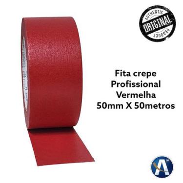 Imagem de Fita Crepe Vermelha Profissional Automotiva 50mm x 50m - Alta Resistên