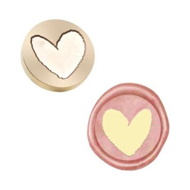 Imagem de Carimbos De Cera Em Formato De Coração Com Folha De Oliveira E Flor, C