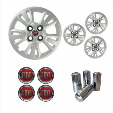 Imagem de Jogo Calota Aro 14 Uno Way 2011 2012 Fiat + Emblema Resinado + Tampa V