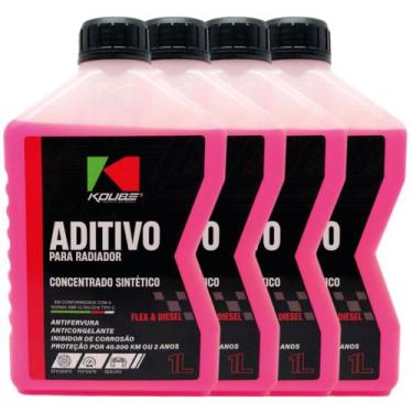 Imagem de 04 Aditivo Radiador Koube Concentrado Sintético Rosa 1 Litro