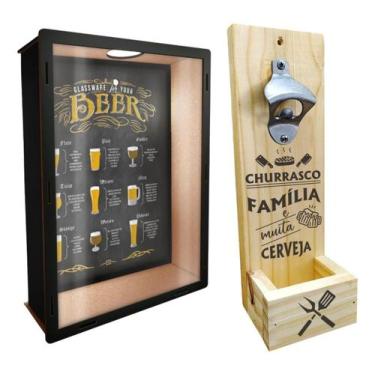 Imagem de Quadro Porta Tampinhas Com Abridor De Garrafa De Parede - RK, 02