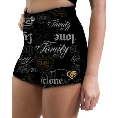Imagem de (LANÇAMENTO) Short Feminino Cyclone Veludo Gothic Letters Light, Preto