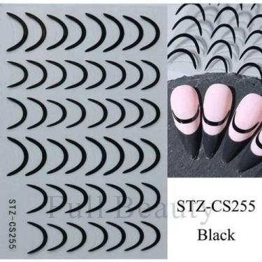 Imagem de Adesivo de Unhas stz-c 3D Gradiente para Linha Francesa Azul Rosa Roxo