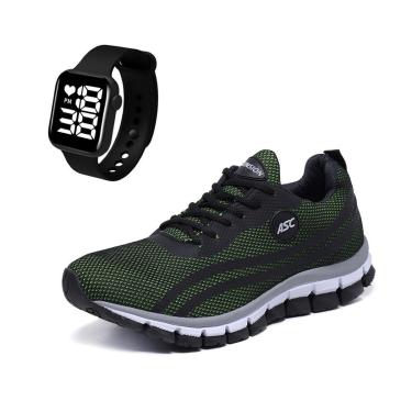 Imagem de Combo Tênis Masculino Com Relogio Quadrado Ideal para Caminhar, Treinar e Usar no Dia a...