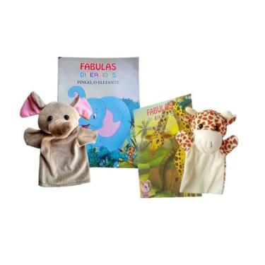 Imagem de Fábulas Divertidas - 2 Livros + 2 Fantoches Para Crianças - Elefante e