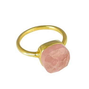 Imagem de Anel Quartzo Rosa Quadrado Facetado Tam 23 - VF