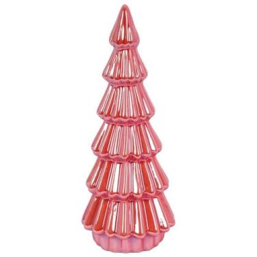 Imagem de Árvore de Natal cone vermelho com cintilância rose em cerâmica Grillo 