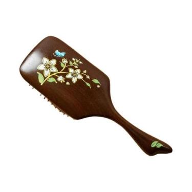 Imagem de Escova De Cabelo Antiestática De Sândalo Natural Com Almofada De Ar Pa