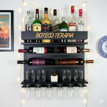 Imagem de Bar e Adega de Vinho de Parede com Barzinho para Sala Tema Boteco Cor 