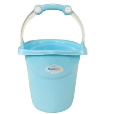 Imagem de Balde de bebe infantil azul rosa branco 11 litros plastibaby - PLASTIB