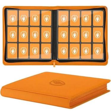 Imagem de Álbum De Cartas Colecionáveis Com 12 Bolsos E Zíper Em Couro Premium, 