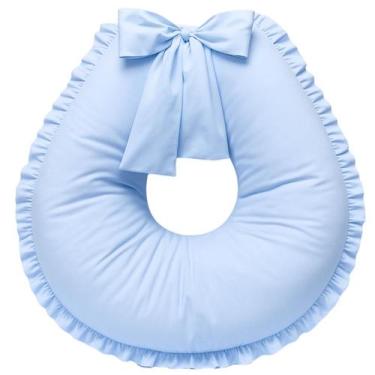 Imagem de Almofada de Amamentação Babado Extra Grande Algodão - Monzyllo, Azul C