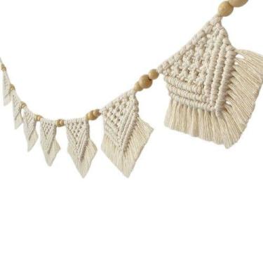 Imagem de Varal Bandeirinhas Macramê 140 Cm Bege Macrame - Atelitex