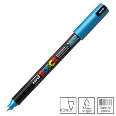 Imagem de Caneta Posca Marcador PC-1MR Azul Metálico M33 Uni-Ball - Uni Ball